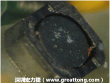 使用銀(Ag)鍍層的電源電感器(Power Inductors)，經(jīng)過推力測(cè)試后，零件端點(diǎn)上已經(jīng)看不到任何鍍層的痕跡了，所以其耐推力就比較小。