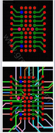 焊盤內(nèi)過孔用于內(nèi)部，而外部引腳在0.5mm柵格上扇出-深圳宏力捷