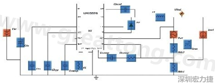 參考圖1的電流通路：把FET在導(dǎo)通狀態(tài)下流經(jīng)的通路標(biāo)記為紅色；把FET在關(guān)斷狀態(tài)下的迴路標(biāo)記為綠色。