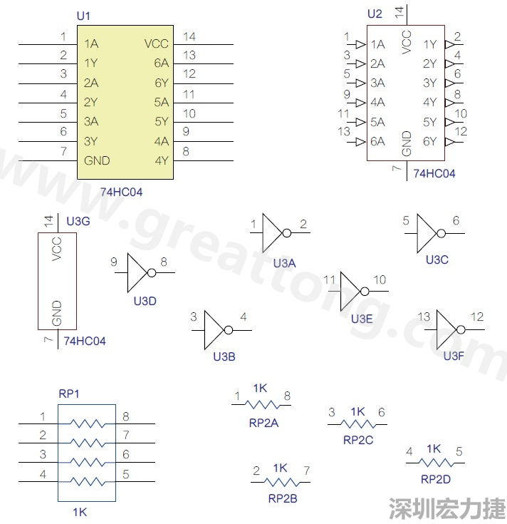 圖1 半導(dǎo)體元件供應(yīng)商所畫的電路圖符號(hào)是模擬元件的接腳圖，而非訊號(hào)流程。