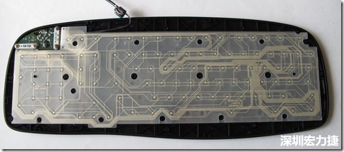 現(xiàn)在的電腦鍵盤拆開被蓋后就只看到一片約5mmx3mm的電路板及兩片取代原本電路板的PTF。