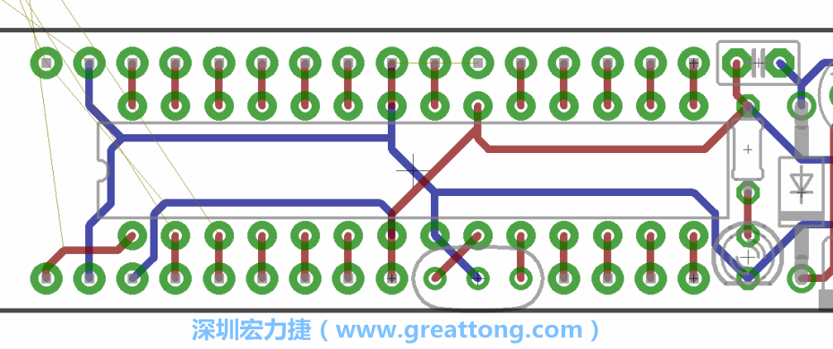 如果可以的話盡量讓接地線保持在電路板的背面，這樣它們就可以在可能范圍內(nèi)和最大的接地面連結(jié)在一起。