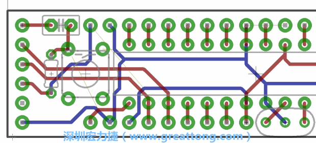 4.2. 然后在電路板的背面進(jìn)行布線。