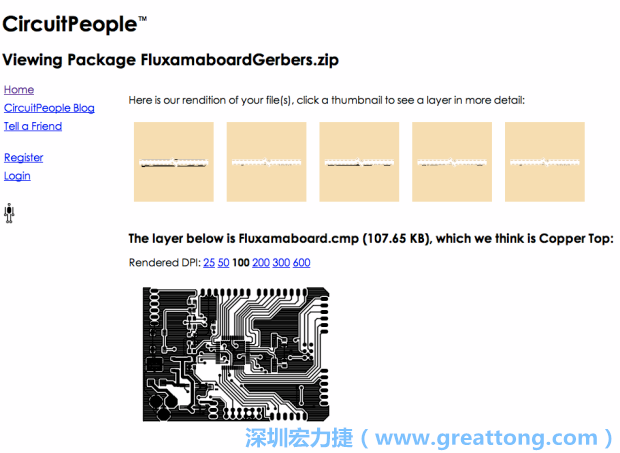 預(yù)覽Gerber格式中最簡(jiǎn)單的方式是使用來自Circuit People的免費(fèi)線上工具。