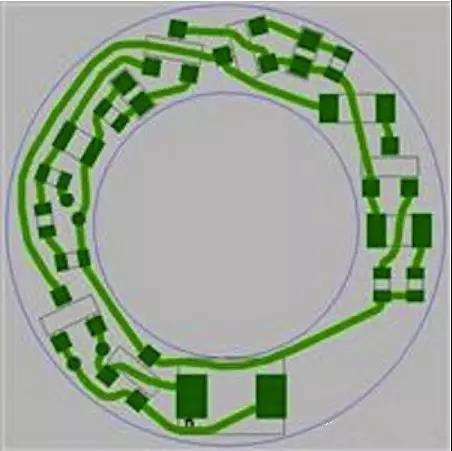 圖6：PCB布線例子：(a)拓?fù)涫阶詣?dòng)布線器(完成了100%導(dǎo)線的布線)；