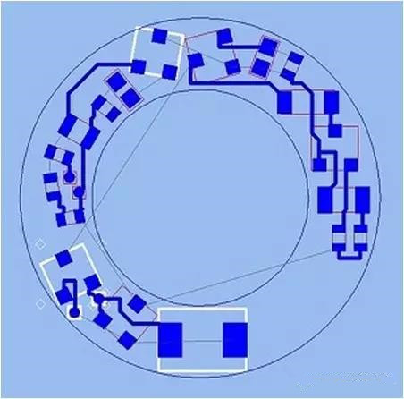 (b)基于最佳形狀的自動(dòng)布線器(完成了56.3%的導(dǎo)線布線)；