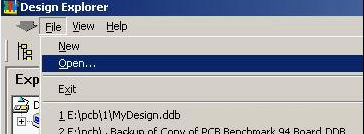 打開Protel 99 SE，點(diǎn)擊File菜單選擇“Open”打開需轉(zhuǎn)換的文件